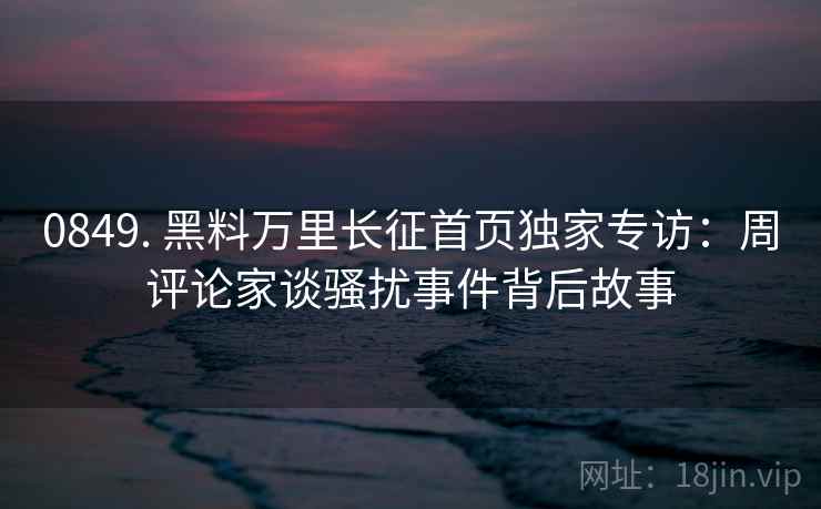 0849. 黑料万里长征首页独家专访：周评论家谈骚扰事件背后故事